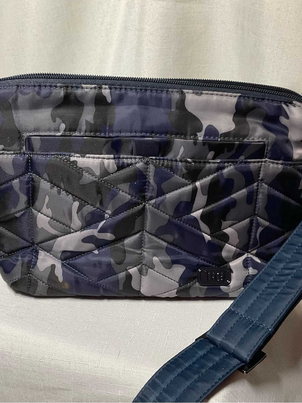 Lug Quilted Navy Camouflage Crossbody Bag